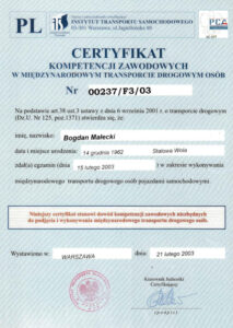 Certyfikat Kompetencji Zawodowych w Międzynarodowym Transporcie Drogowym