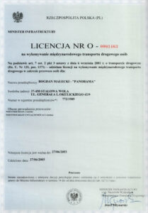 Licencja Na Wykonywanie Międzynarodowego Transportu Drogowego Osób